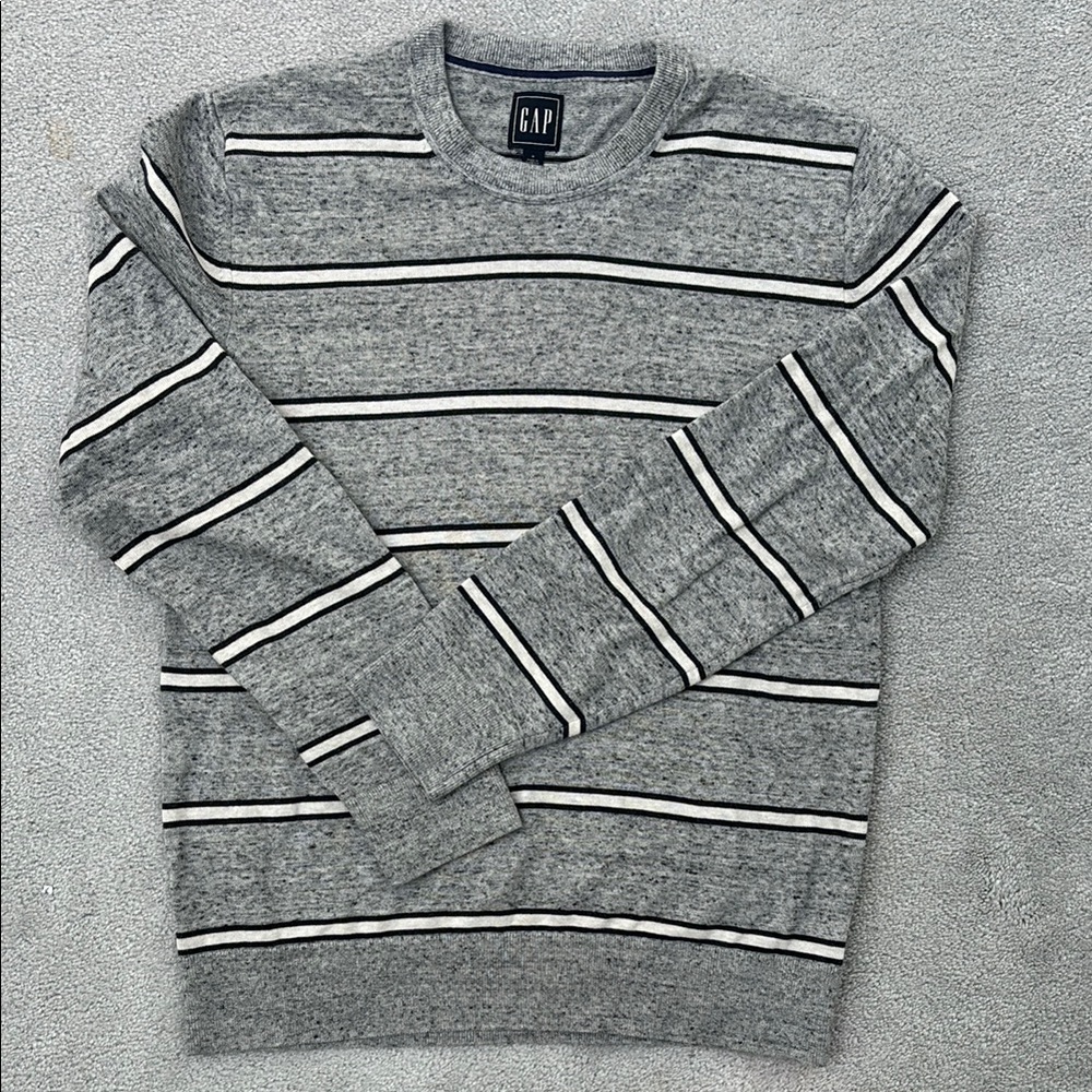 GAP Gray Crewneck Sweater with Stripes